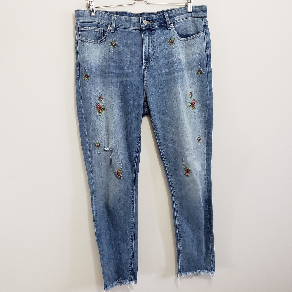 Lucky Brand Jeans Floral Embroider AVA Skinny 12